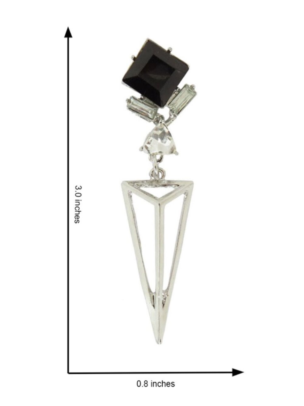 Silver Plated Geometric Drop Earrings for Women Black Crystal Resin Earrings - Picture 4 of 5